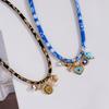 Gold Color Heart Bow Evil Eye Fish Star Pendant Necklace for Women Bohemian Style Colorful Cloth Choker Summer Beach Jewelry