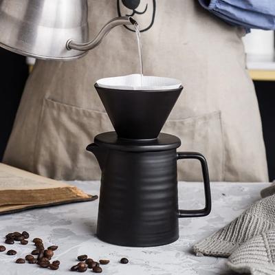 2-teiliges Porzellan Handaufguss Kaffeebereiter Set mit Tassen, Handaufguss Kegel Tropf Kaffeebereiter, Mikrowellengeeignet und Spülmaschinenfest