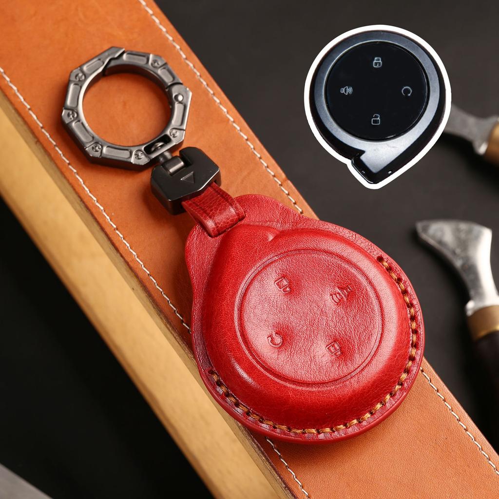 Genuine Leather Auto Key Fob Cover Case Key Ring Fit For GWM Poer Auto Accessories Premium Grade Auto Interior Accessory