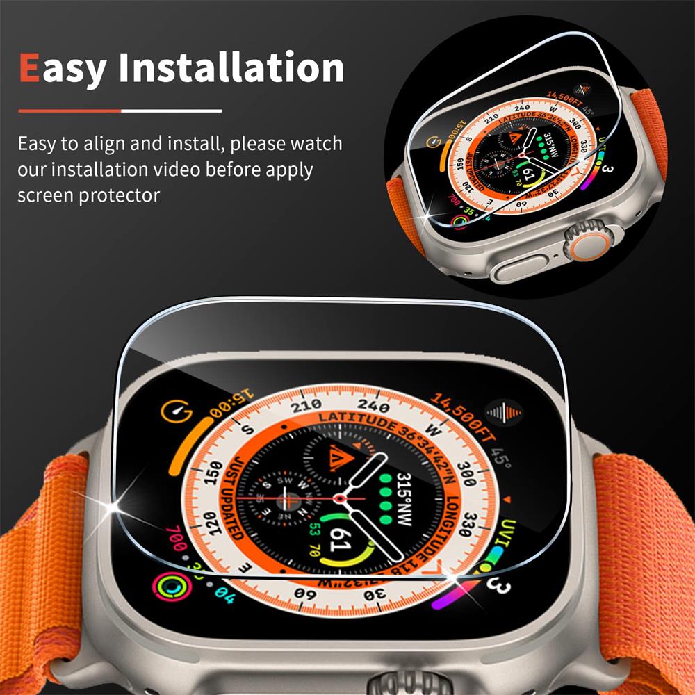 Screen Protector For Apple Watch Ultra 49mm Accessories Anti-Scratch Waterproof Tempered Glass HD Full Film iWatch Ultra 49 mm
