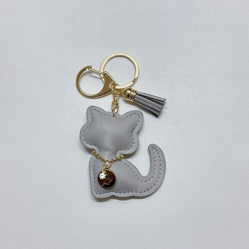 1PC Key Rings Cute Cartoon Gifts For Girls Cat Keychain Fashion PU Leather Key With Tassels Bags Multiple Options Available