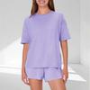Women's Fashion Solid Color Home Wear Pajamas Loose Short-Sleeved T-Shirt Set
