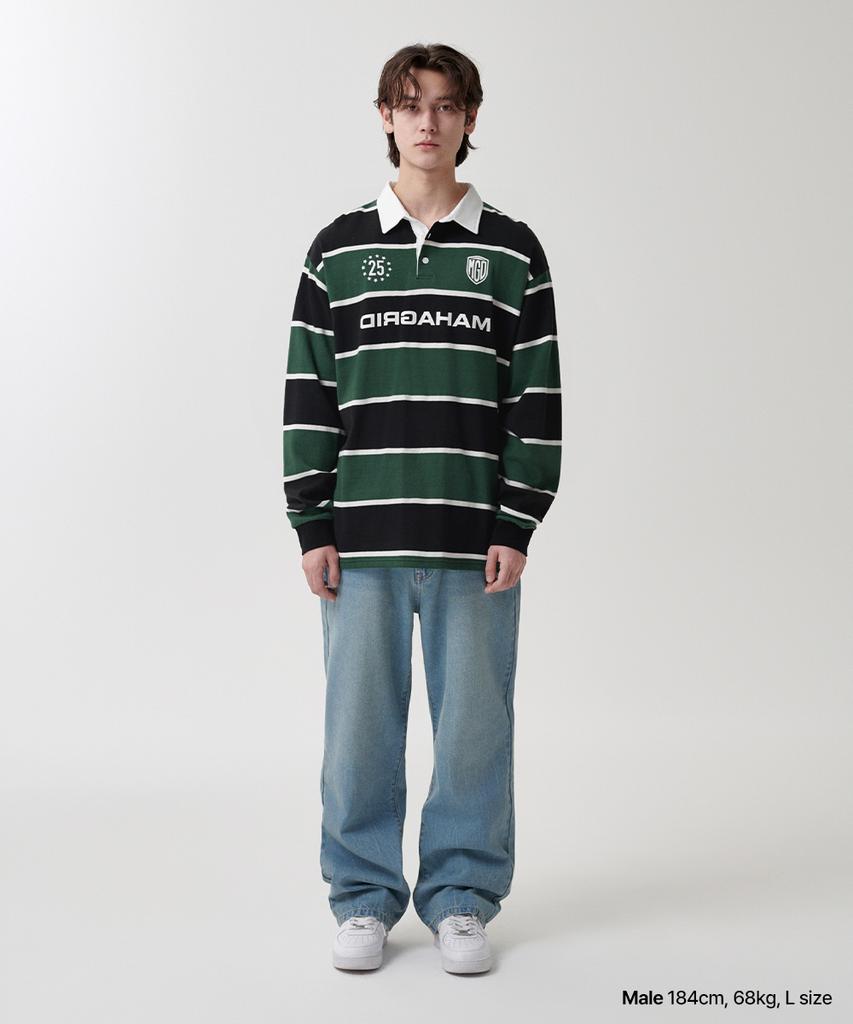 MAHAGRID Stripe Rugby Shirt Green(Mg2Fsmm550A)