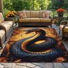 Blue King Cobra Snake Pattern Crystal Velvet Rug Gamer Room Decor Wild Animal Theme Floor Mat Anti Slip Soft Carpet for Desk