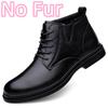 High Quality Lace-Up Male Ankle Boots Fashion Warm Plush Fur Winter Footwear Comfy Snow Shoes Genuine Leather Mens Chelsea Boots