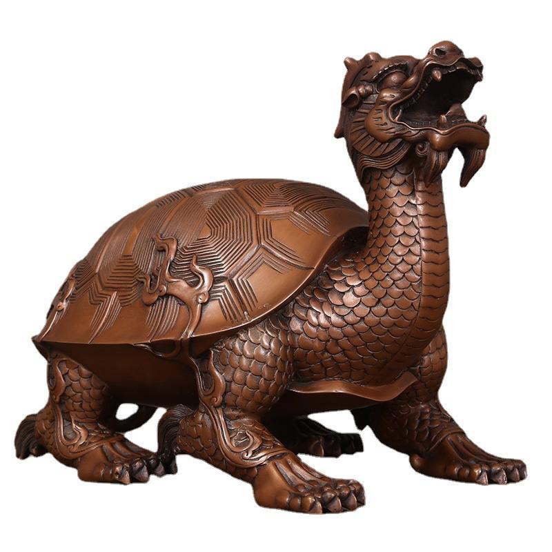 [ - ] Red Copper Turtle Decoration Crafts Dragon-Head Tortoise Decorations Opening Gifts