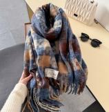 Retro plaid Japanese and Korean atmosphere plaid scarf women's plaid series contrasting color warm shawl student scarf