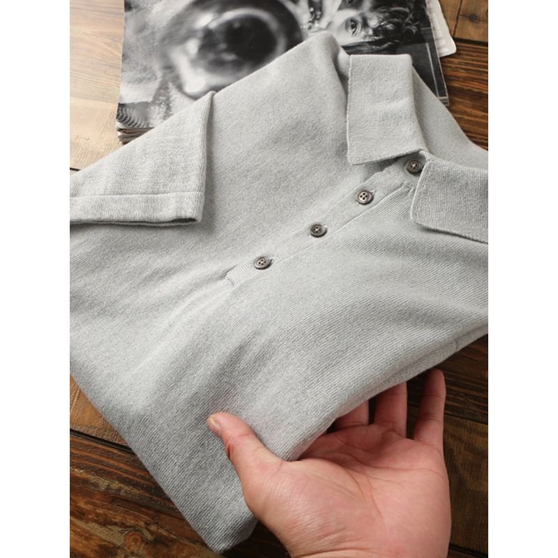 Heavy Non-Patch Cotton + Modal + Cashmere + Fleece Foreign Trade Men's Cut the Tag off Tail Goods Short sleeve Lapel Polo Shirt