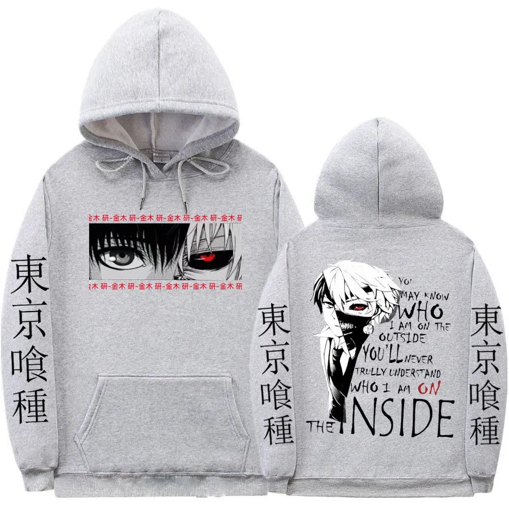 Japanese Anime Kaneki Ken Tokyo Ghoul Graphics Print Hoodie Men's Women Fashion Gothic Cool Hooded Sweatshirts Unisex Streetwear