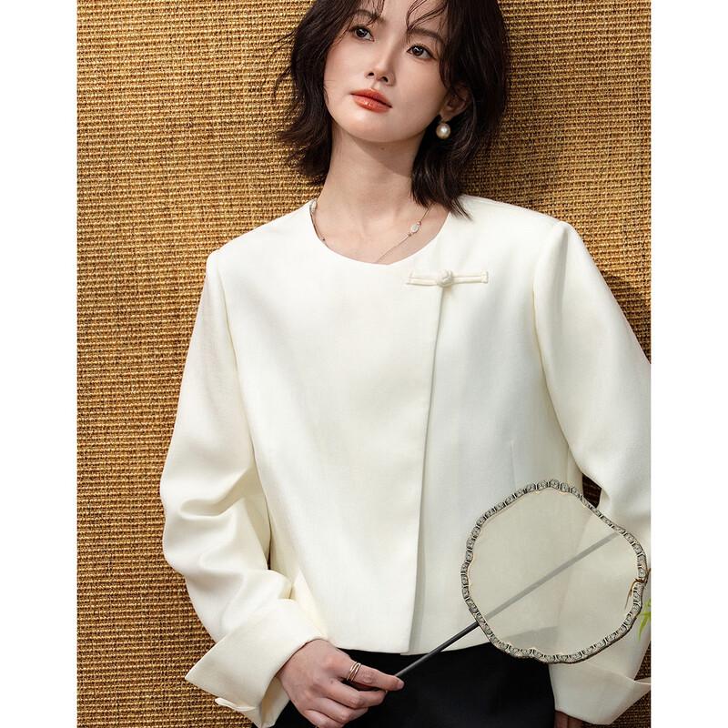 Demana Oblique Collar Pan-Button Short Coat S