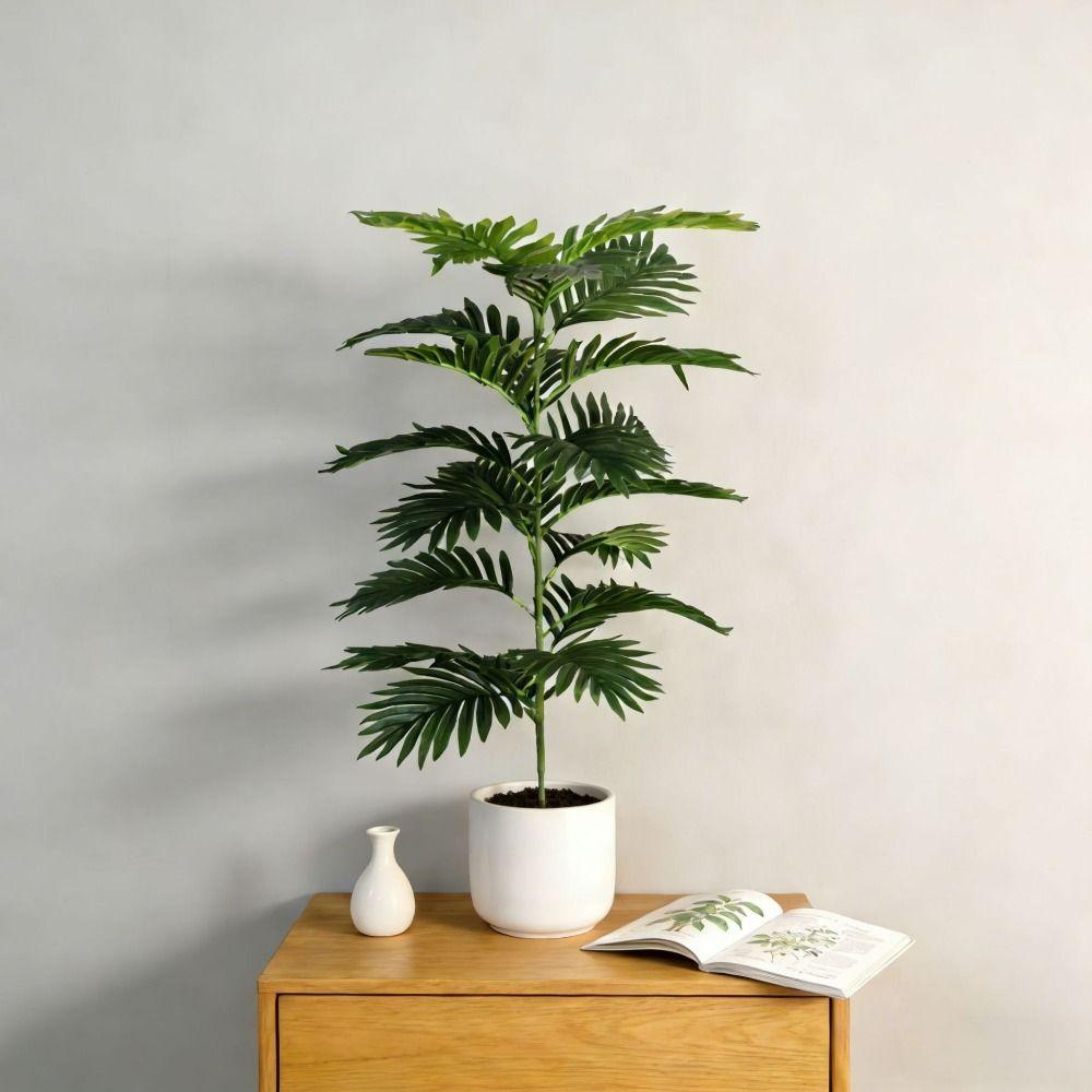 23 Leaves Artificial Ficus Tree Green Plastic Large Artificial Ficus Office Decor