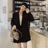 New Design Small Casual Suit Black Back Slit Stitching Striped Small Suit Jacket for Women