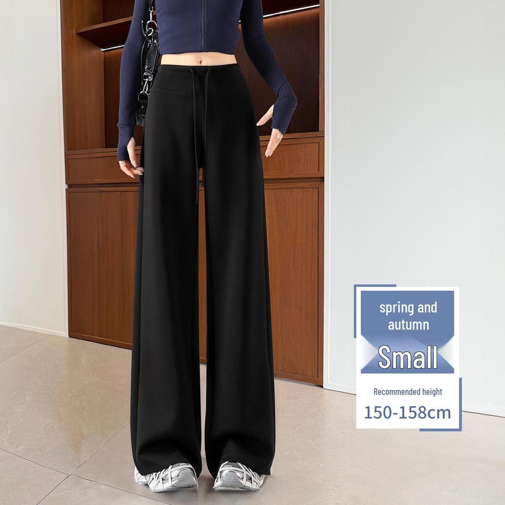 Women's Ice Silk High-Waisted Wide-Leg Pants - Summer 2026, Lightweight, Draped, Loose Fit for Shorter Figures