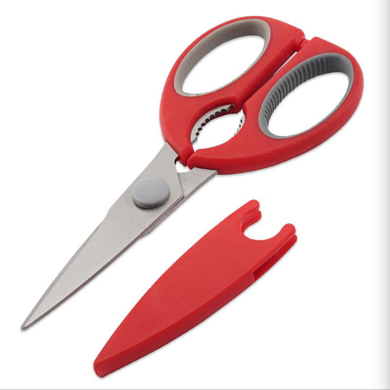 

Аксессуары с острыми лезвиями из нержавеющей стали, ручка PP + TPR, многофункциональные ручные инструменты, кухонные ножницы для еды из куриных костей и щелкунчика красный