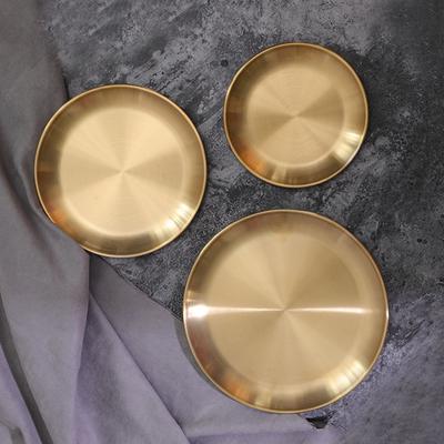 Gold Aufbewahrungstablett Rundes Metalltablett Leicht zu Reinigen Elegante Dekoration