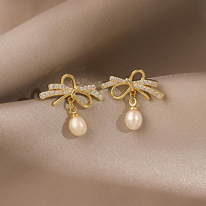 

Новые персонализированные универсальные серьги Sweet Bow Pearl для женщин