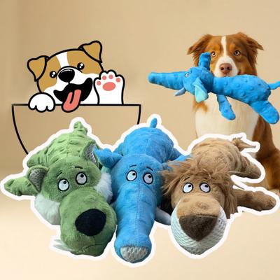 Plush Dog Toy Squeaky Interactive Soft Puppy Chew Toy Indestructible Stuffed Animal Dog Toy for Aggressive Chewers Teething Toy
