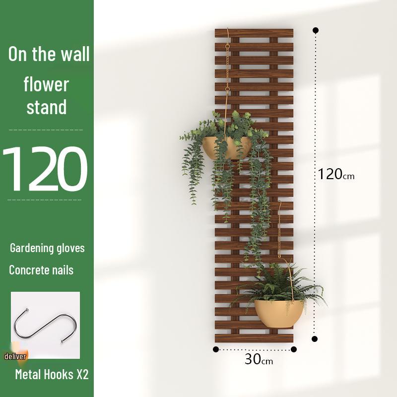 Balcony Solid Wood Hanging Flower Rack - Indoor Wall Decor for Plants