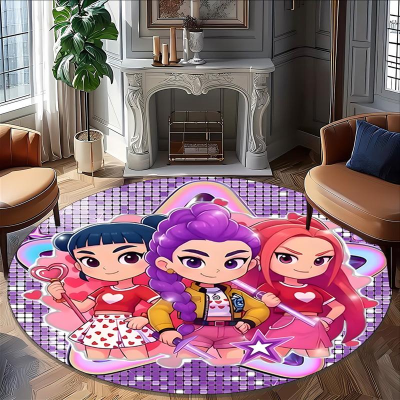 1pc Kpop Team2 Carpet, Round Rug, Comfortable, Suitable for Entryways, Living Rooms, Office, And Bedrooms, Christmas Decoration