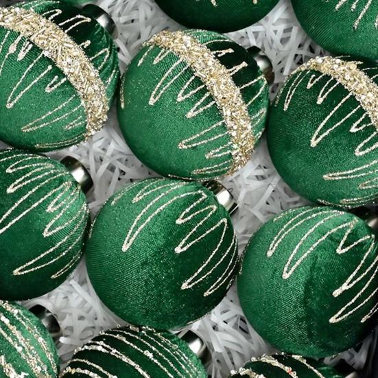 12Pcs Velvet Christmas Ball Ornaments Flocked Xmas Balls Shatterproof Plastic Balls Hanging Ornament for Xmas Wedding Party
