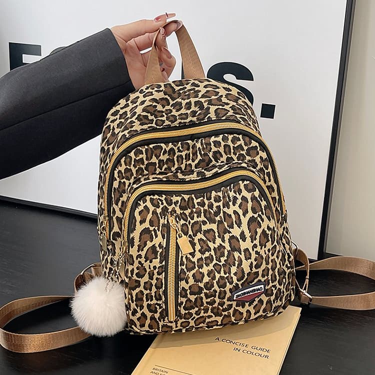 Women's Leopard Print Backpack Tote