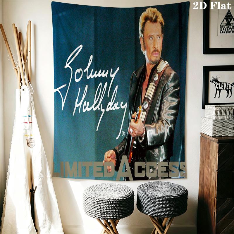 Johnny Hallyday Live Concert Poster Tapestry Fashion Print Background Cloth Background Wall Hanging Cloth Background Cloth Work Of Art