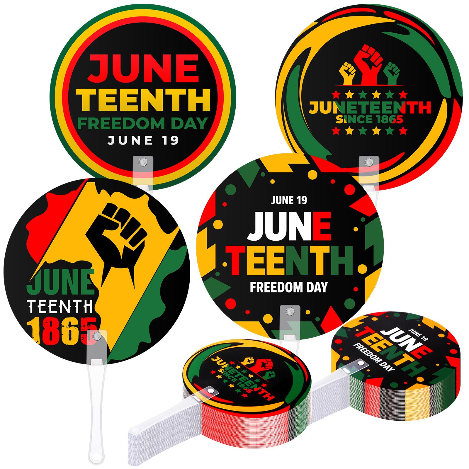 

72 Pcs Juneteenth Plastic Hand Fan Bulk Juneteenth Freedom Day Round Hand Fan June-Teenth Independence Day Handheld Fans June-Te чёрный