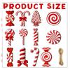 12Pcs Wooden Xmas Pendant Red Candy Cane Decoration New Hanging Ornaments  New Year