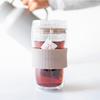 POKETLE Glass Tumbler with Lid, 330ml, Double-Walled, Heat-Resistant, Dishwasher-Safe, BPA-Free, Vidro 330, Latte Beige