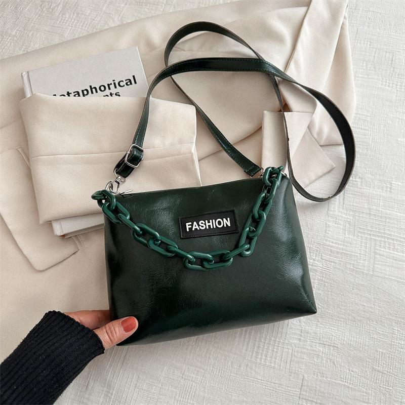 Acrylic chain trend simple women's bag 2025 new fashion trend shoulder bag retro fashion oblique bag women