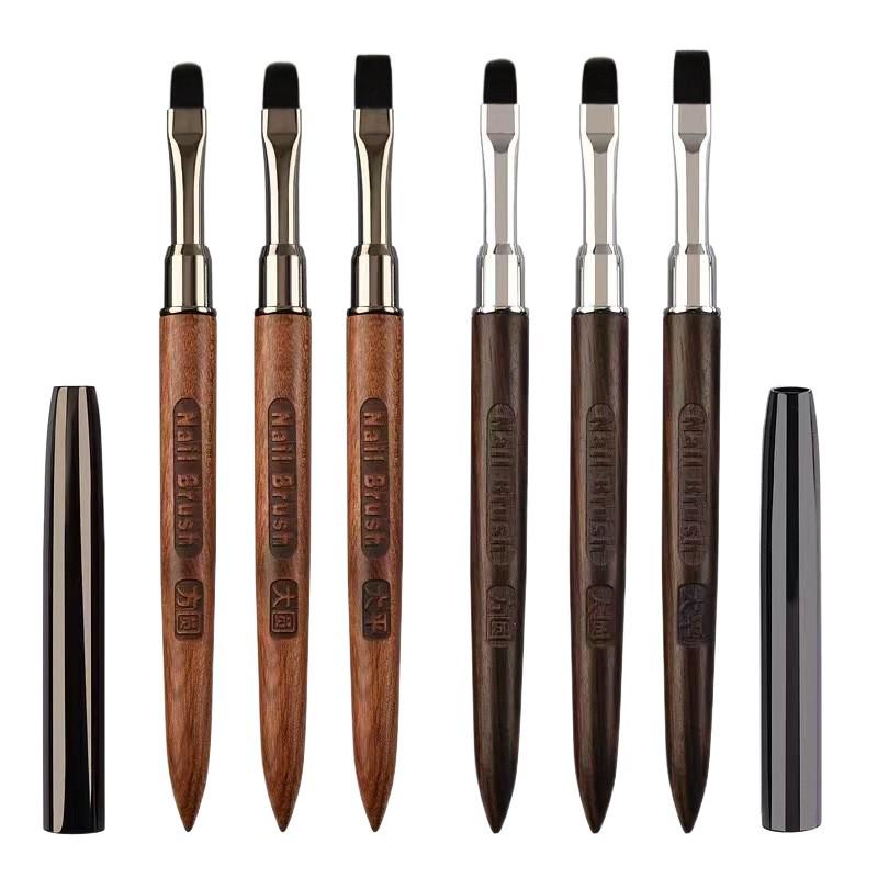 Sandalwood Manicure Gel Pen Set: Large Round, Flat & Square Heads for Nail Technicians