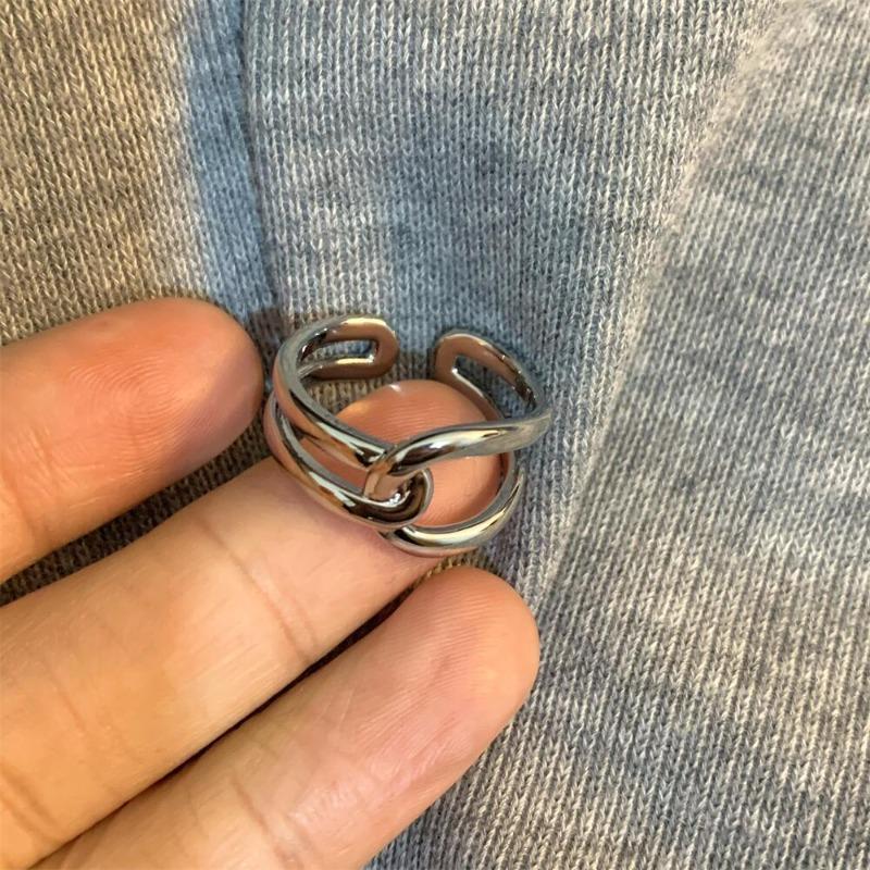 Open Ring for Women Simple Knot Design Fashionable Line Wrapping Ring Geometric Style Ins Personality Ring