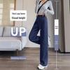 Navy Blue High-Waisted Wide-Leg Sports Pants for Women - Slimming Casual Sweatpants, Spring/Autumn 2024