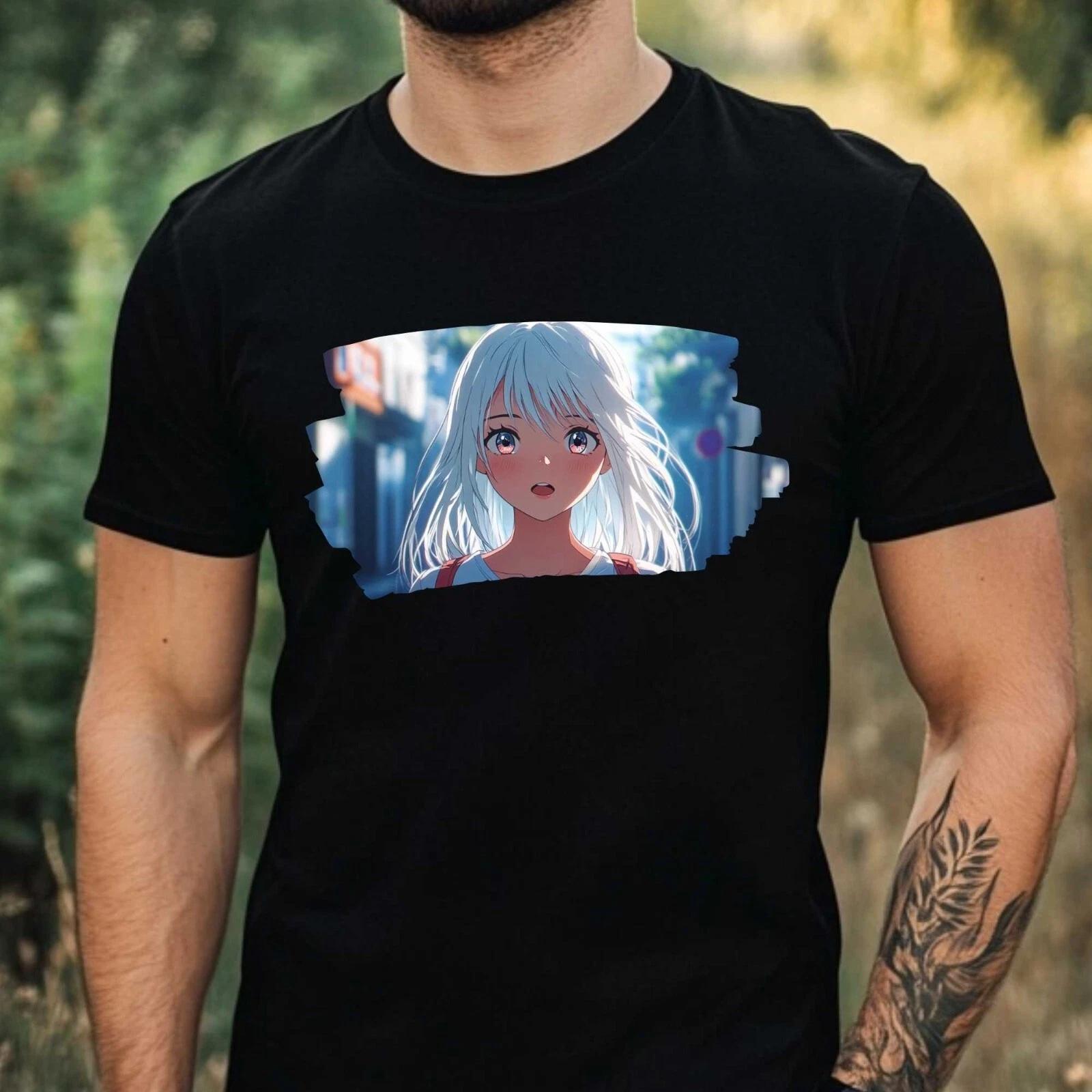 T-Shirt Herren Anime Girl Motiv Baumwolle Größe XS bis 5XL L