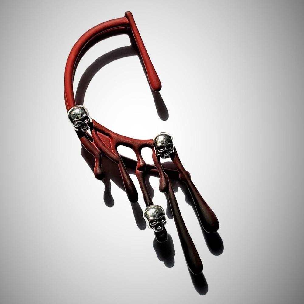 Skull Exaggeration Lava Earrings Gothic Single Ear Cuff Halloween Ear Clip  Costume Party