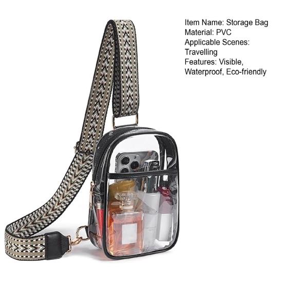 Clear Storage Bag with Adjustable Wide Strap Concert Crossbody Sling Bag Approved Sports Eco-friendly