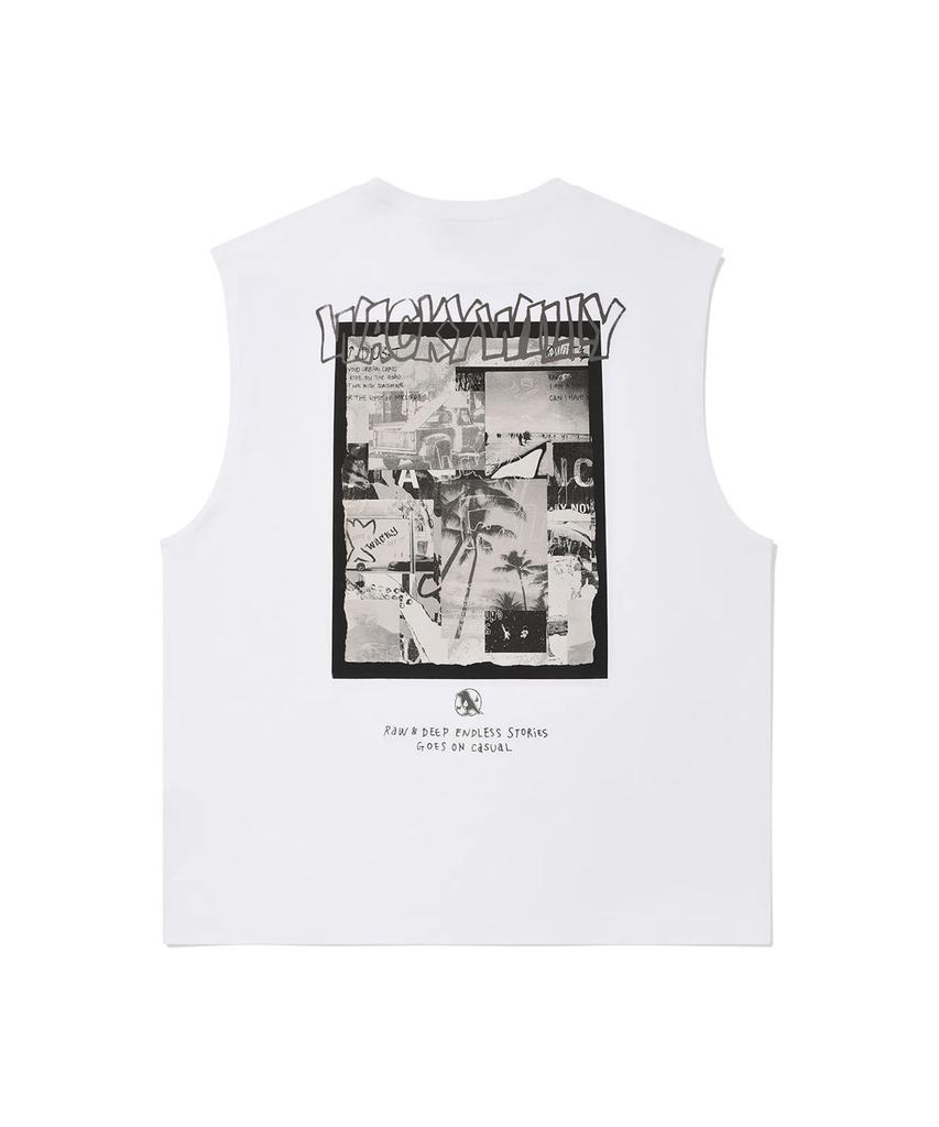 WACKY WILLY Summer Print Sleeveless T-Shirt White