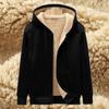 Large Size M-5XL Men's Fleece Thickened Solid Color Hooded Sweatshirt Youth Cardigan Top Student Zipper Sweatshirt Men's Jacket