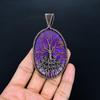 Purple Copper Turquoise Pendant, Handmade Gemstone 999 Copper Wire Wrap Tree Of Life Pendant Antique Jewelry, For Gift Copper Jewelry