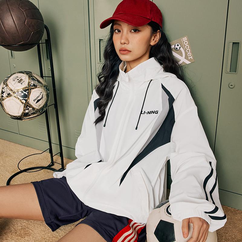 Li Ning Sports Lifestyle Series Color Block Long Sleeve Cardigan Unisex Outerwear Off-White AFDU863-1