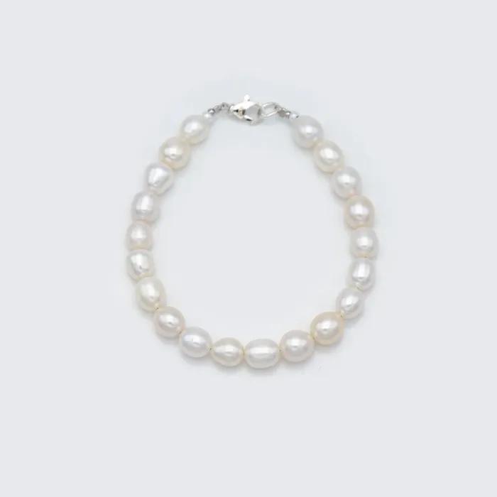 Unique Oval Water Pearl Bracelet Bonbo Unique Rice Grain Freshwater Pearl Layered Bracelet 7mm