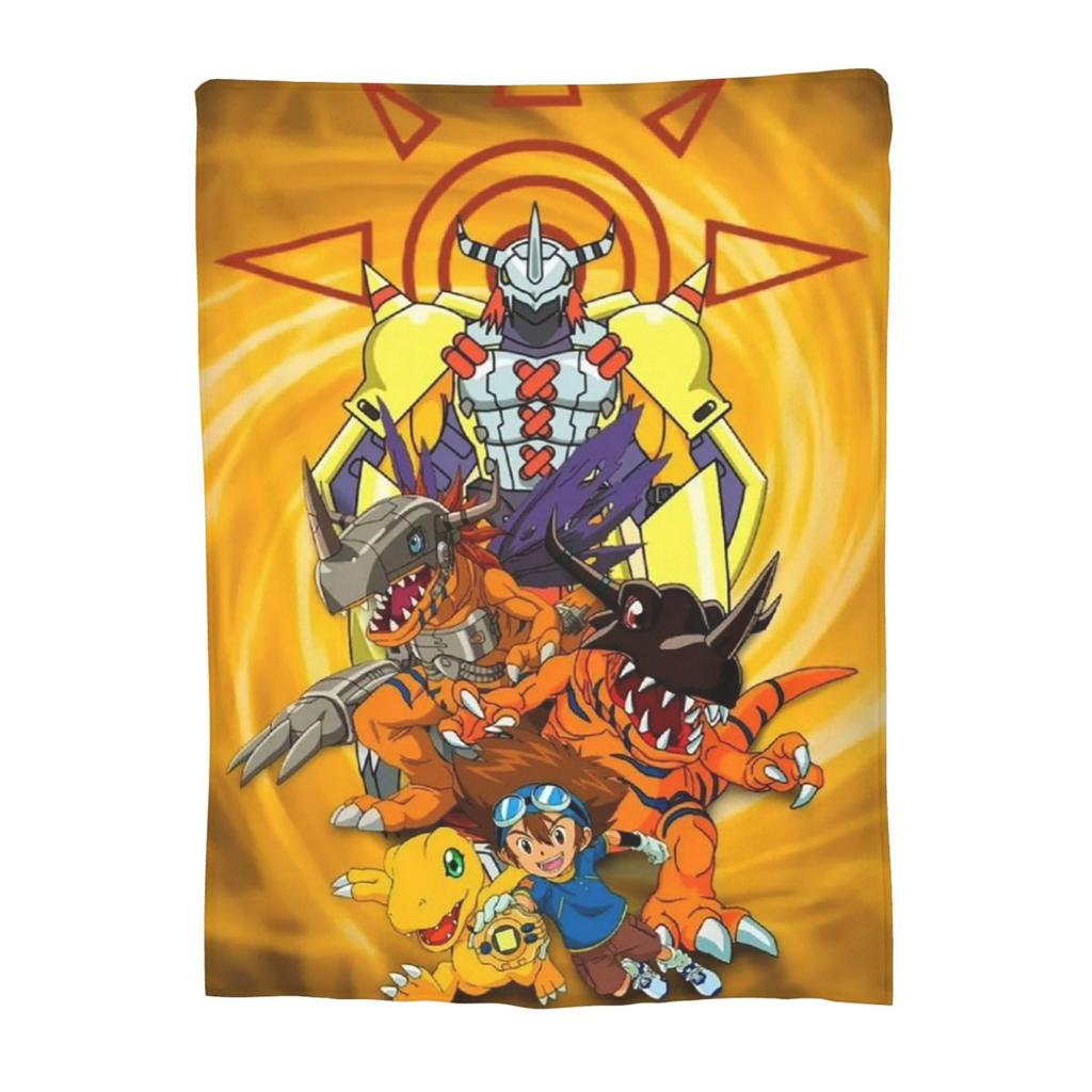 Guilmon In The Box Digimon Blankets Soft Warm Flannel Throw Blanket Cover for Bed Living room Picnic Travel Home Sofa