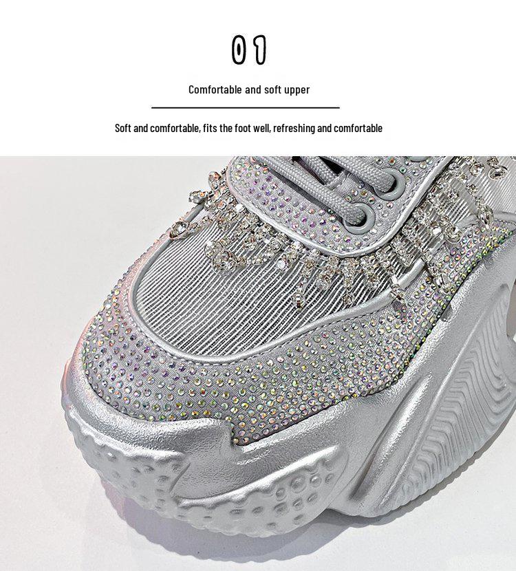 2024 Spring/Summer Mesh Diamond Women's Casual Shoes - Stylish, Breathable, All-Match Sports Sneakers