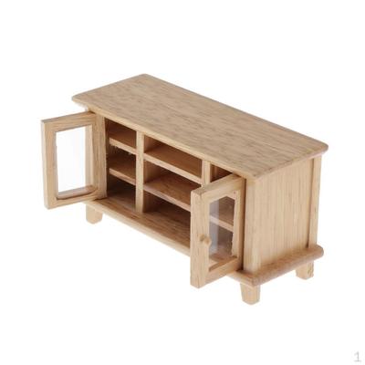 1/12 Wood TV Bench for Dollhouse Living Room or Bedroom Life Scenes Decor, Supplies