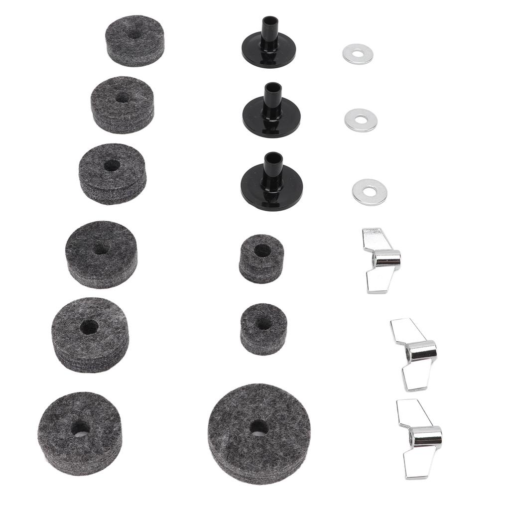 Drum Kit Non Slip Felt Pad Set Wing Nuts Stand Sleeves Cymbal Washers Replacement AccessoriesBlack