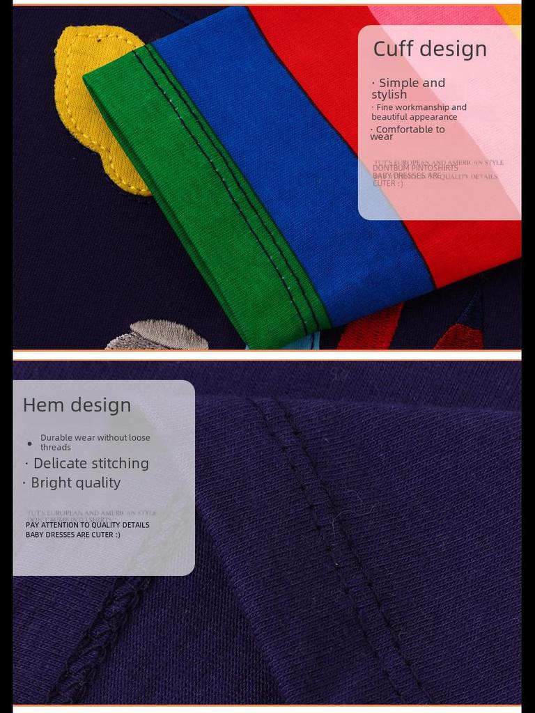 Kurzärmliges A-Linien-Kleid aus Baumwolle für Mädchen mit bestickter Tasche