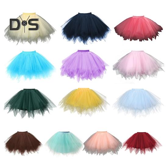 Women Tulle Skirt 50s Tutu Petticoat Elastic Waist Short Ballet Crinoline Petticoat Carnival Costume Underskirt
