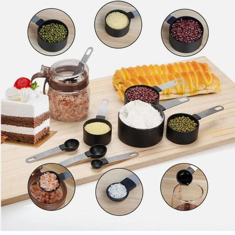 8-Piece Measuring Cup and Spoon Set Stainless Steel Handles Kitchen Baking Tools & Accessories Weighing Gadgets