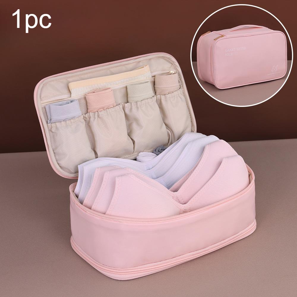 

1pc Travel Storage Bag Portable Underwear Pantyhose Socks Organizer Bag Double Layer Large Capacity Luggage Bag Travel Essential рожевий