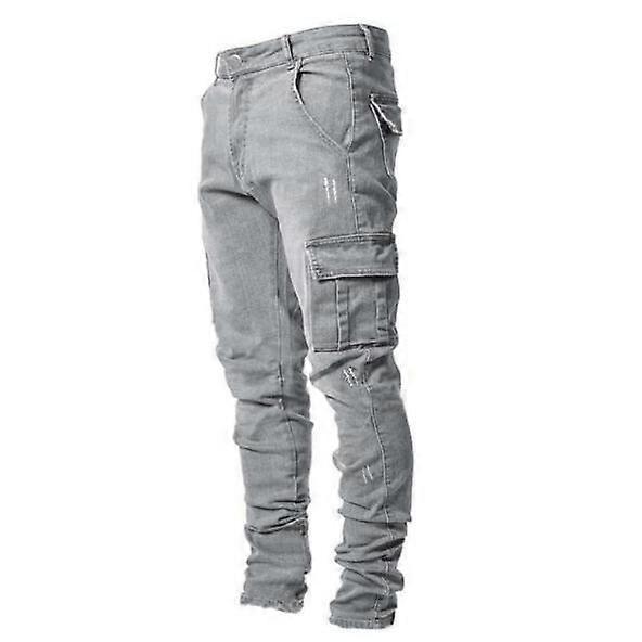 Herren Slim Fit Jeans Mode Gerade Lässige Hosen L